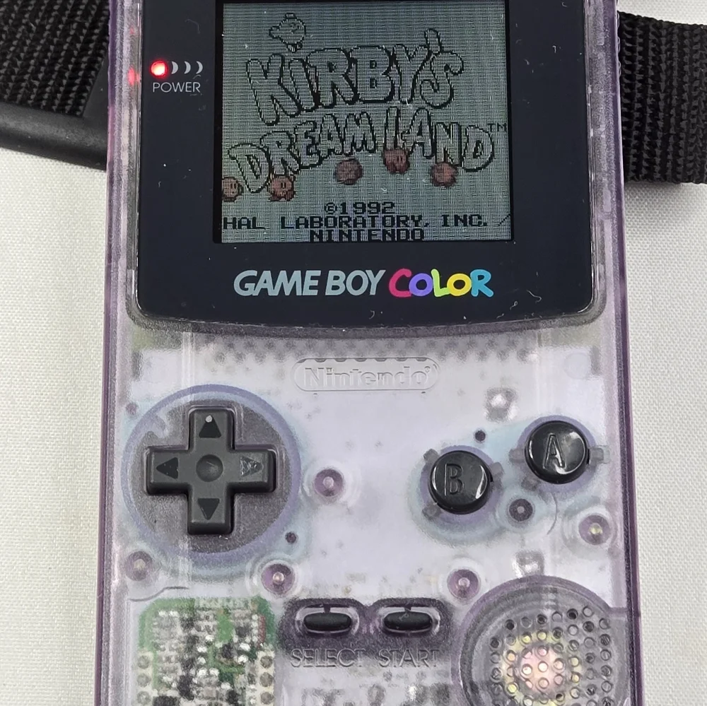 Nintendo Game Boy Color GBC Atomic Purple CGB-001 Handheld & Carry Bag & 1 Game